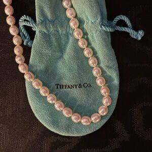 AUTHEN Tiffany & Co. Freshwater Pearl Chain 16”Necklace 925 Twist Silver Clasp